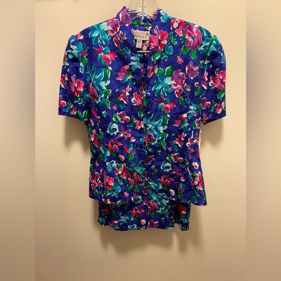 Adrianna Papell 100% Silk 2 Pieces Floral Suit dress SZ 4 - Picture 1 of 15